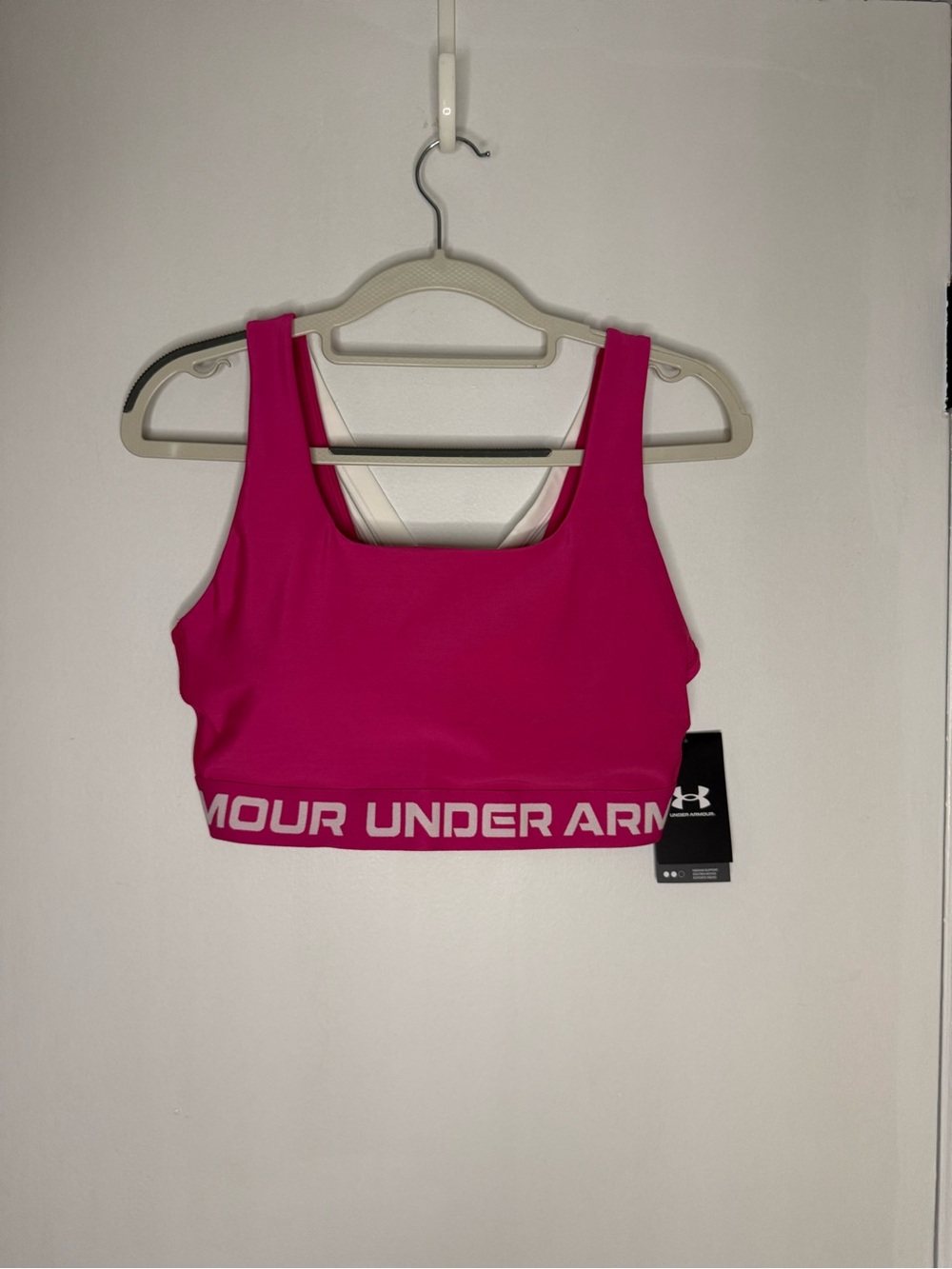 Under Armour Hot Pink Logo-Trim Sports Bra